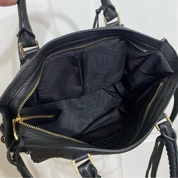 Rebecca Minkoff Large Regan Satchel Tote Black Gold